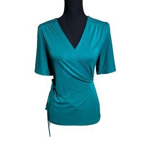 Ann Taylor Green Wrap Career Top Blouse Women's S Small